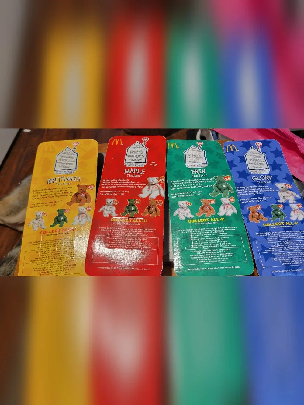 TY Beanie Babies International Bears Set – Britannia, Maple, Erin & Glory (McDon